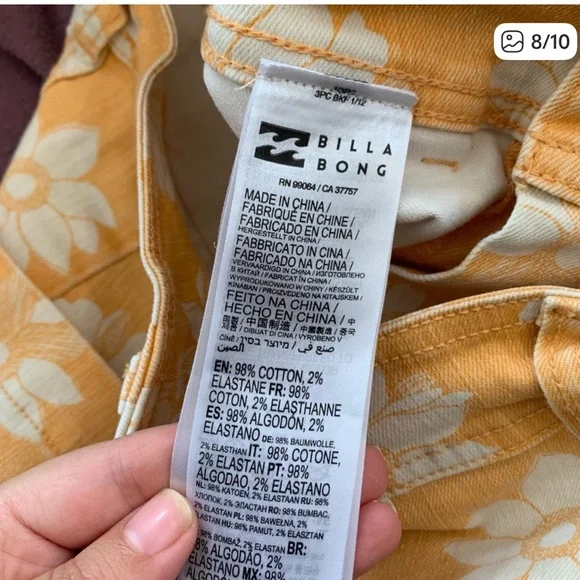 Billabong Orange Floral High Waist Jeans - Picture 3 of 5